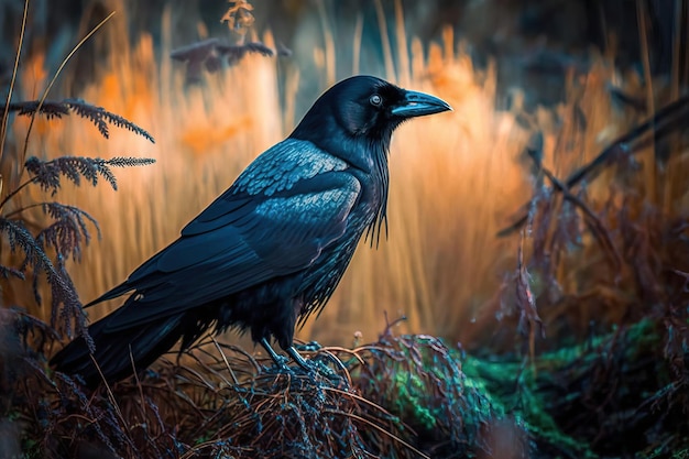 Crow in the Forest A Beautiful Image of a Wild Bird in its Natural Habitat