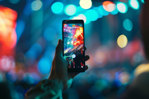 Crowd at Concert Capturing Performance on Smartphone