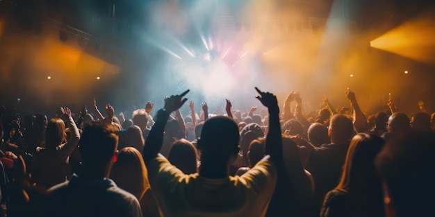 Crowd of Excited Fans at a Music Concert Background