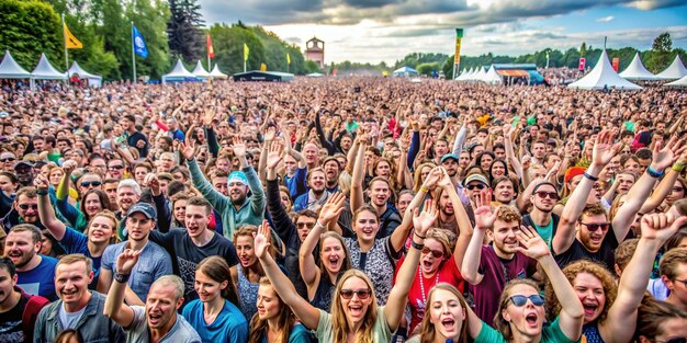 Photo crowd gathering at a vibrant festival event