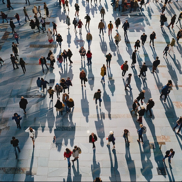 a crowd of people are standing around a building with the word quot e quot on it