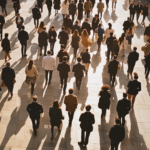 Photo a crowd of people are walking in a square with the word quot in the middle quot