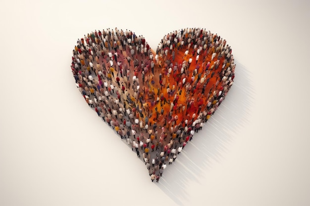 Crowd of people forming a heart shape abstract figurativeness miniatures Love day place for text