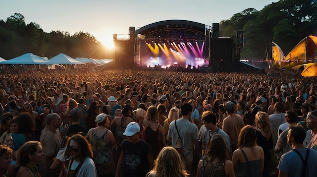 a crowd of people at a music festival