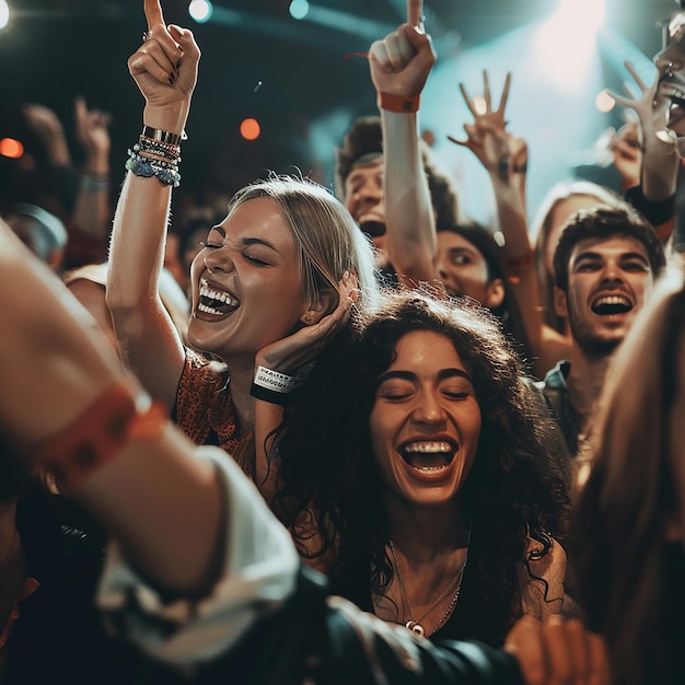 Crowd of people partying at live concert