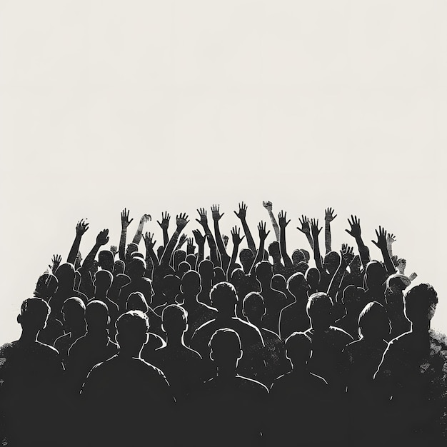 Photo crowd of people silhouette cheerful fans people at stadium sports event or concert vector