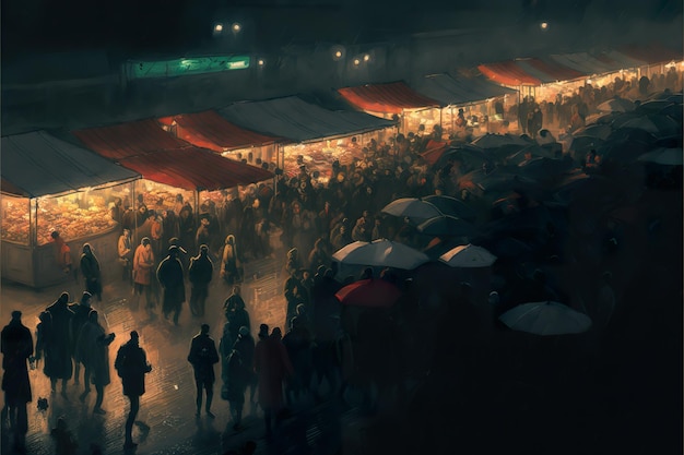 Crowd of people walking in the market