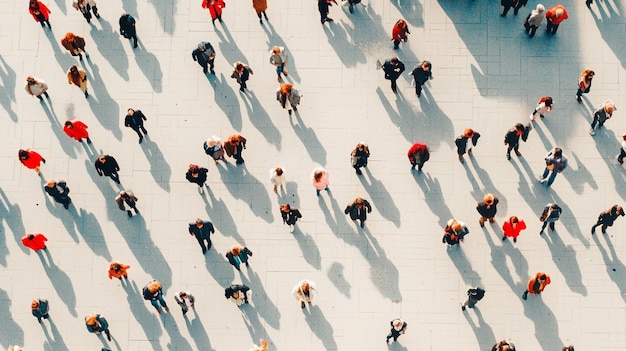 a crowd of people walking on a street with one holding an umbrella