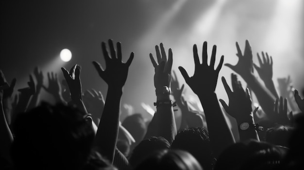 a crowd of people with hands up in the air with the words hands up on the top