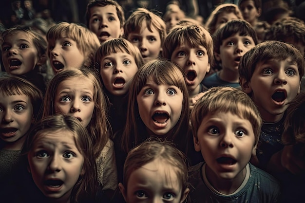 A crowd of screaming children This could be due to excitement fear or any other strong emotion Generative AI