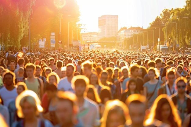 Photo crowd of young people at music street festival in berlin large crowd of young people crowding berlin