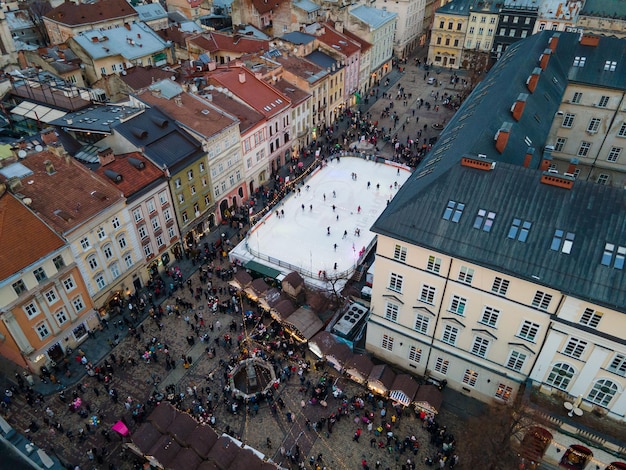 Crowded people at city center