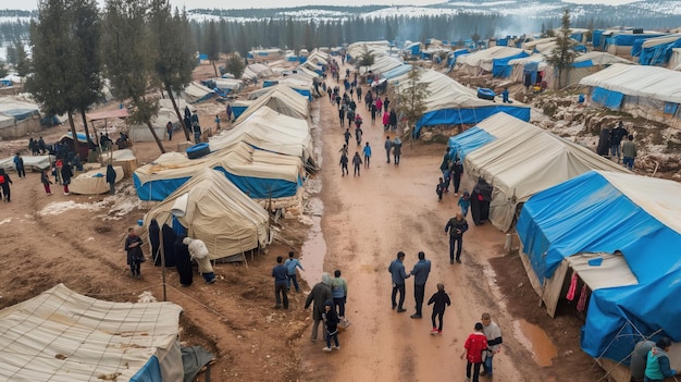 Crowded refugee camp highlighting the scale of displacement and the need for coordinated international aid efforts