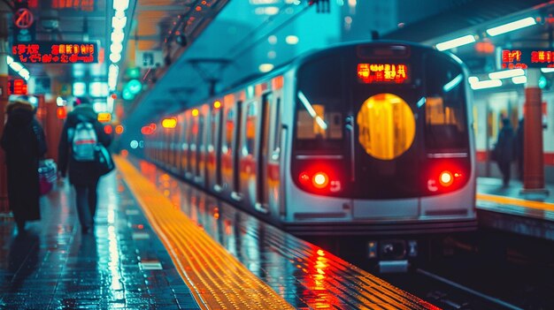 A Crowded Train Platform With Commuters Waiting Background