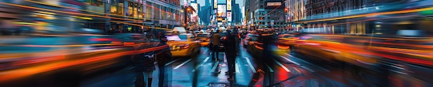 Photo a crowded urban intersection where the blur of vehicles creates a dynamic tapestry of movement and energy