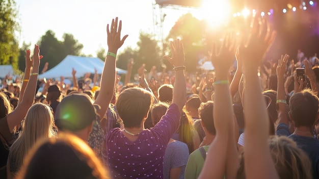 Photo crowds enjoying live music at outdoor festival