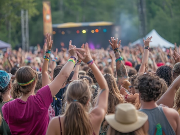 Photo crowds enjoying live music at outdoor festival