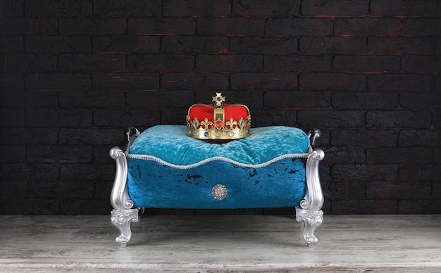 crown on a blue pillow