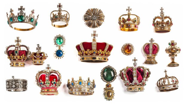 Crown Jewels Set in Royal Style on a white background