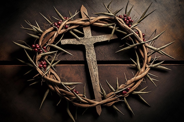 A crown of thorns and a cross