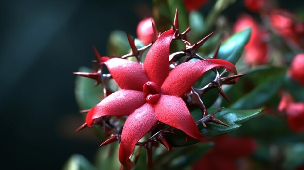 Crown of Thorns Flower Beautifully Bloomed Generative AI