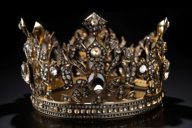 Crown with diamonds on black AI Generated