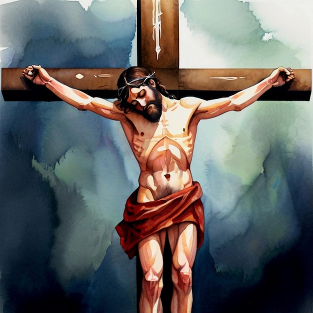 The Crucifixion Passion Good Friday New Testament Watercolor Biblical Illustration