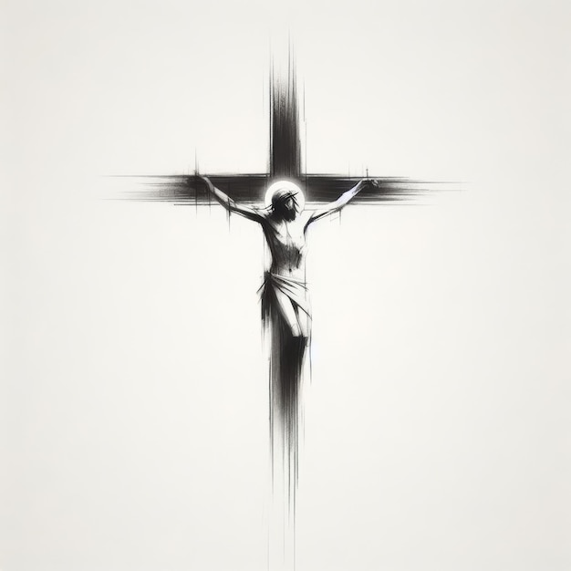 Photo crucifixion scene minimalistic illustration