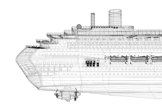 Cruise liner, ship,  body structure, wire model