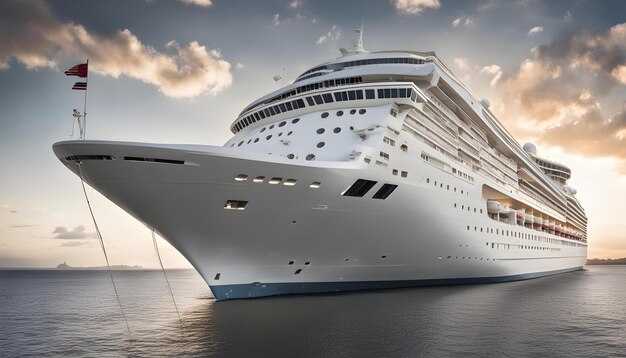 a cruise ship is docked in the ocean