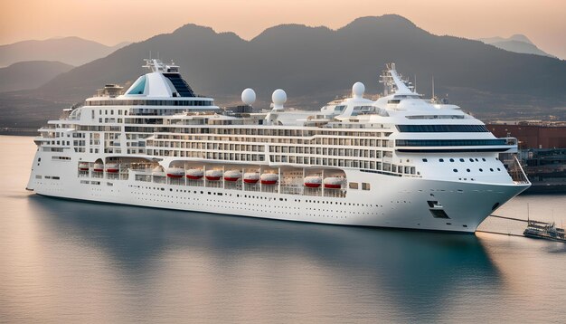 a cruise ship is docked in the water