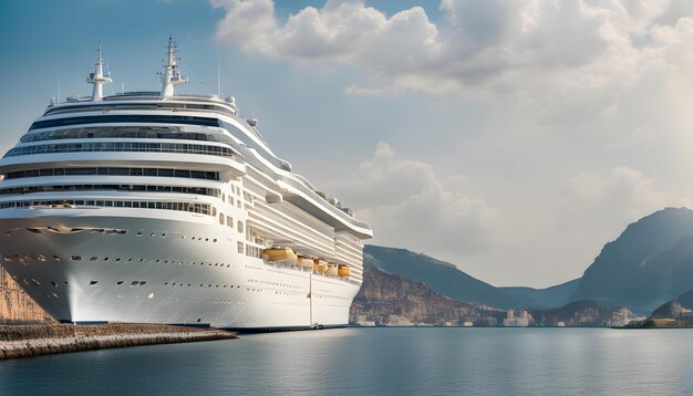 a cruise ship is docked in the water