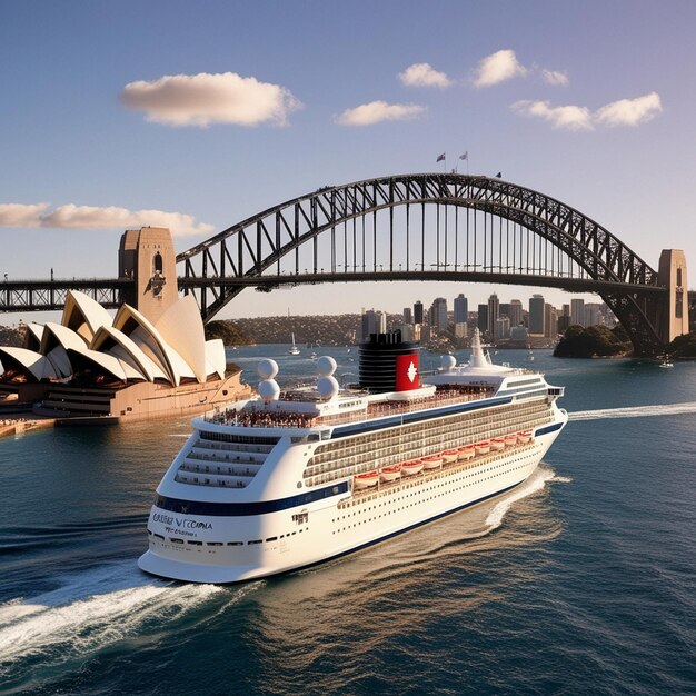 a cruise ship is sailing under a bridge that says cruise liner