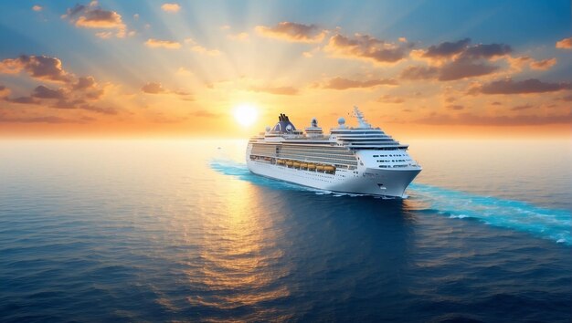 cruise ship in the sunset