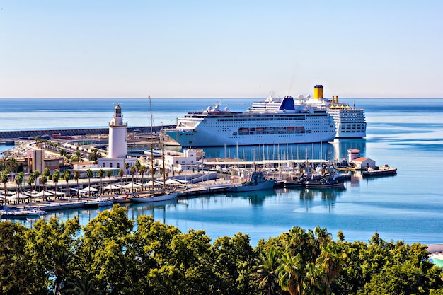 Cruise ships in the harbor of Malaga, Spain