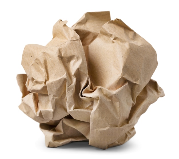 Crumbled paper ball isolated over the white background