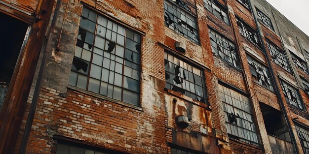 Photo crumbling brick factory building