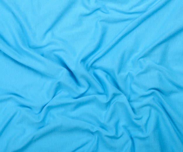 Crumpled blue cotton fabric