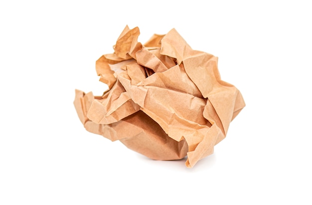 Crumpled brown Paper Ball isolated