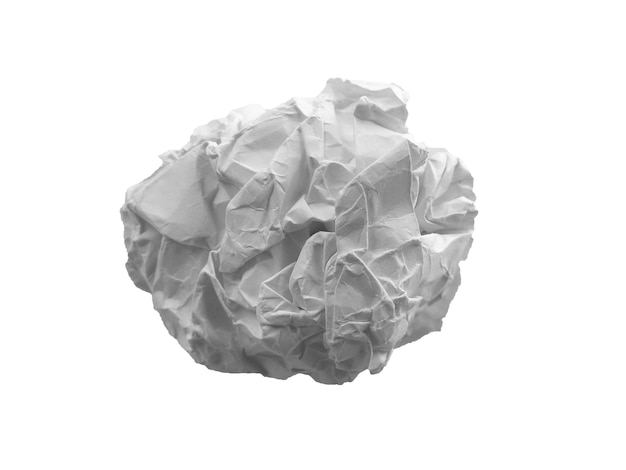 Crumpled paper ball isolated on white background