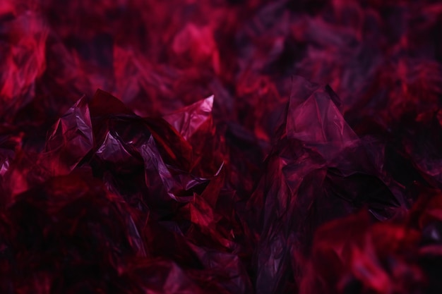 Crumpled red plastic bag Abstract background and texture for design