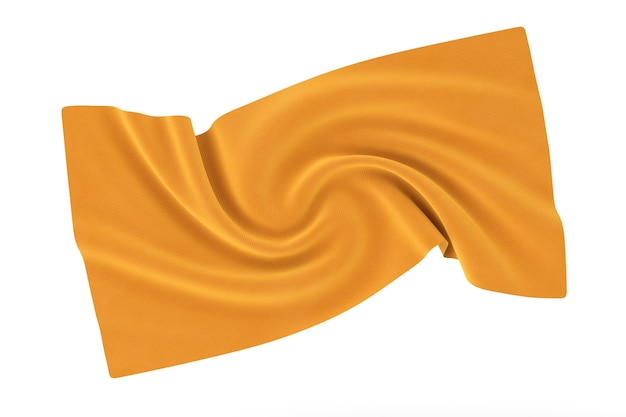 Crumpled Shiny Smooth Twisted Spiral Swirl Orange Silk Fabric 3d Rendering