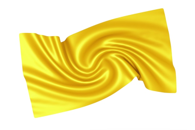 Crumpled Shiny Smooth Twisted Spiral Swirl Yellow Silk Fabric 3d Rendering