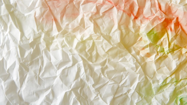 Photo crumpled white paper with soft pastel watercolor stains creating a gentle artistic background with l