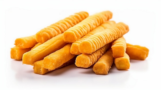 Photo crunchy cheese sticks snack food isolated on white background