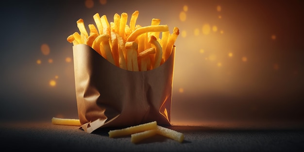 Crunchy french fries with blurred background