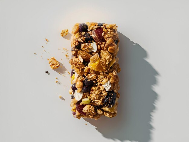 Photo a crunchy granola bar studded with almonds dried cranberries peanuts and rolled oats ai generative