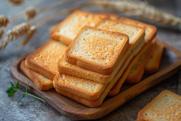 Photo crunchy rusk or toast is a traditional biscuit for a healthy life