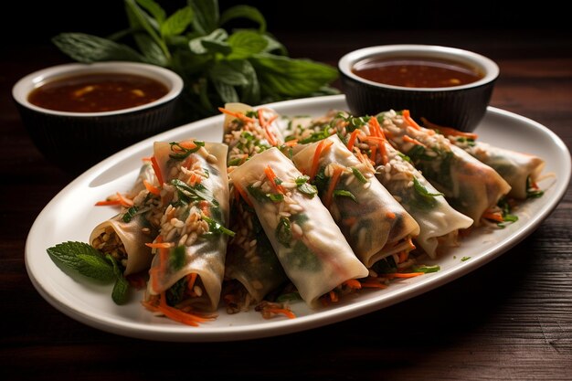 Crunchy Veggie and Quinoa Spring Rolls with Peanut Dipping Sauce