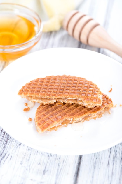 Crunchy Waffles with honey